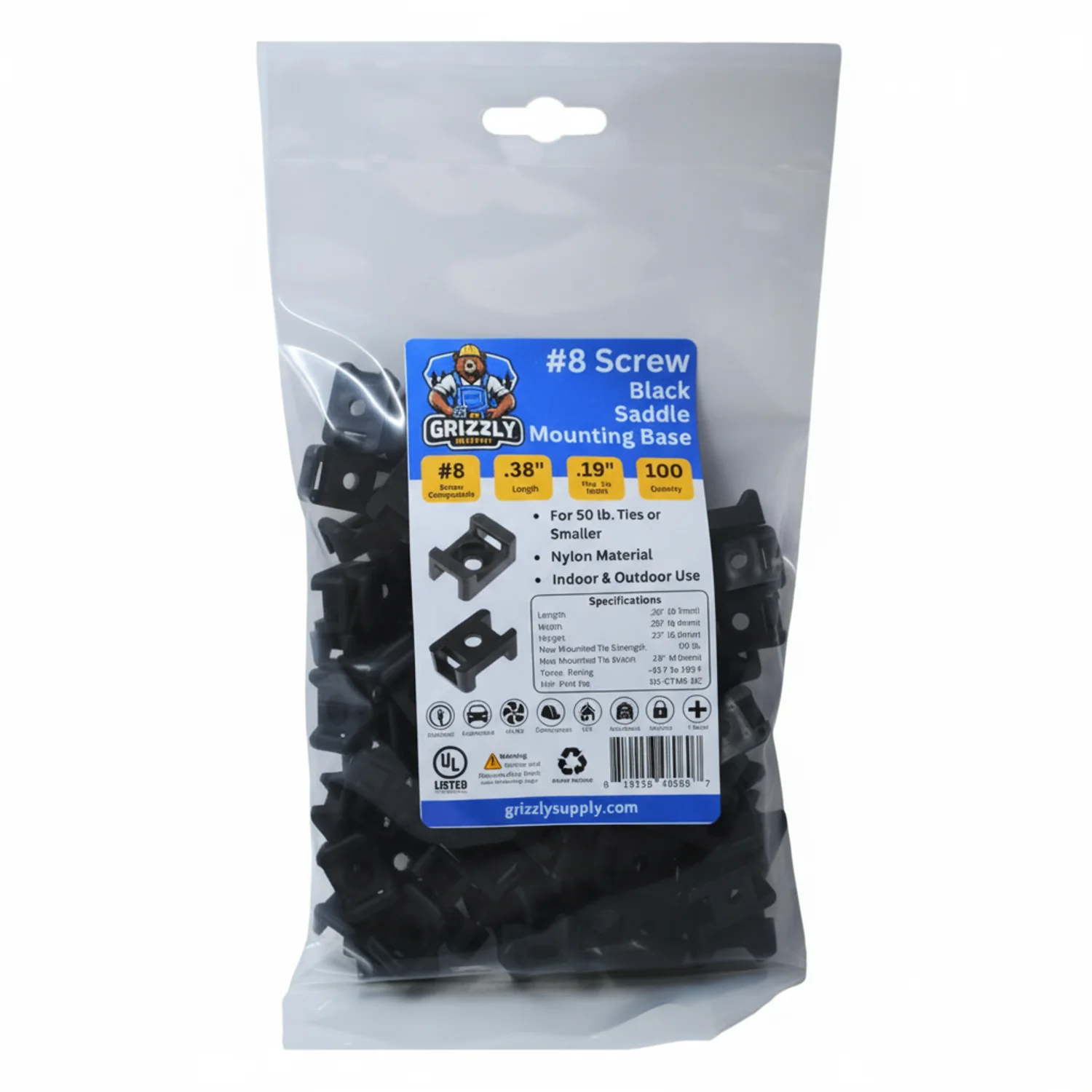 Saddle Mount #8 Screw Black 100/bag - Image 2