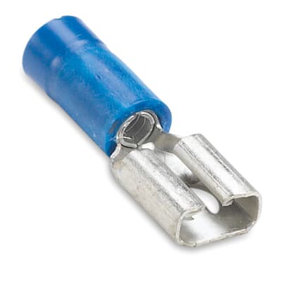 Sta-Kon Vinyl Insulated Disconnect Terminal, 16-14 AWG, 0.25 in Tab, Blue, 100 Pack