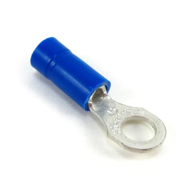 Sta-Kon Vinyl Insulated Ring Terminal, 18-14 AWG, #6 Stud, Blue, 100 Pack