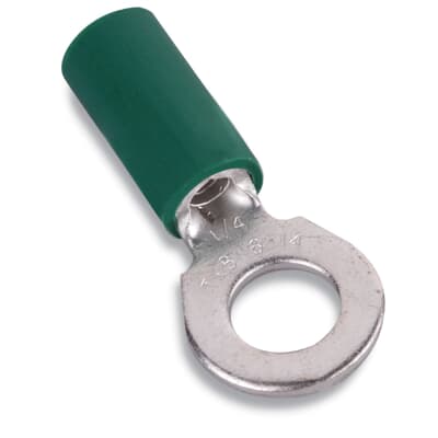 Sta-Kon Vinyl Insulated Ring Terminal, 16-14 AWG, #10 Stud, Green, 50 Pack