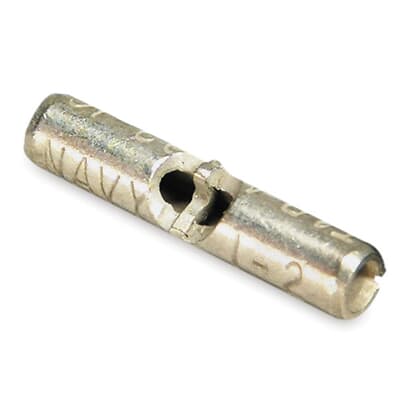 Sta-Kon Non-Insulated Butt Connector, 22-18 AWG, Metallic, 100 Pack