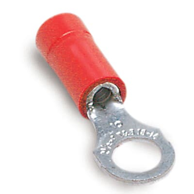 Sta-Kon Vinyl Insulated Ring Terminal, 22-16 AWG, 1/4 in Stud, Red, 1000 Pack