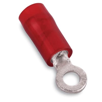 Sta-Kon Nylon Insulated Ring Terminal, 22-16 AWG, 5/16 in Stud, Red, 1000 Pack