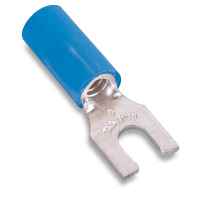 Sta-Kon Nylon Insulated Fork Terminal, 18-14 AWG, #6 Stud, Blue, 1000 Pack