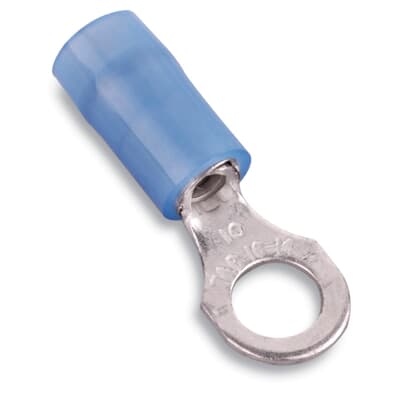 Sta-Kon Nylon Insulated Ring Terminal, 18-14 AWG, #8 Stud, Blue, 1000 Pack