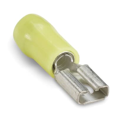 Sta-Kon Nylon Insulated Disconnect Terminal, 12-10 AWG, 0.250 in Tab, Yellow, 50 Pack