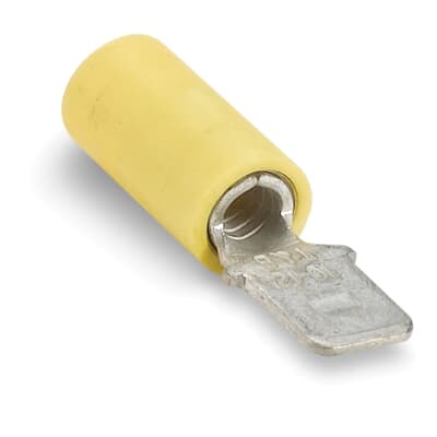 Sta-Kon Vinyl Insulated Male Tab Disconnect, 12-10 AWG, 0.250 in Tab, Yellow, 500 Pack
