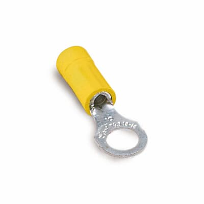 Sta-Kon Vinyl Insulated Ring Terminal, 12-10 AWG, #6 Stud, Yellow, 500 Pack