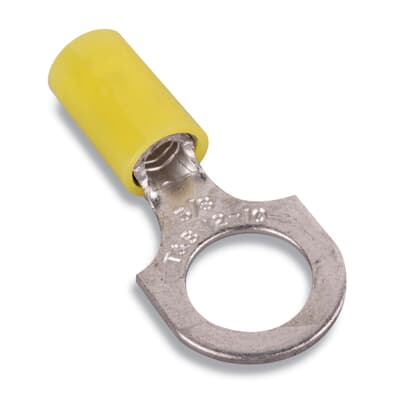 Sta-Kon Nylon Insulated Ring Terminal, 12-10 AWG, 5/16 in Stud, Yellow, 500 Pack