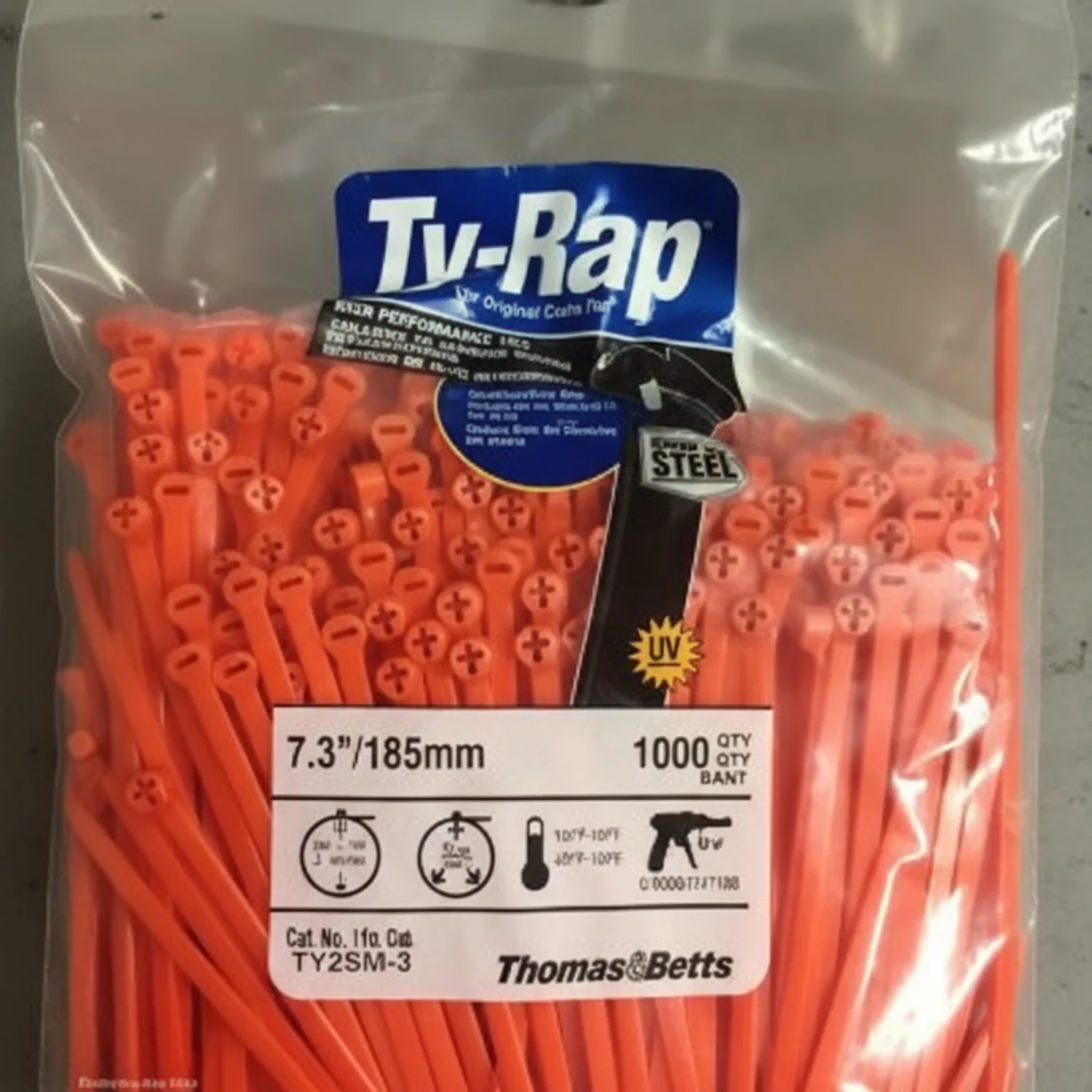 Thomas & Betts TY25M-3 7" 50lb Orange 1000/bag - Image 6