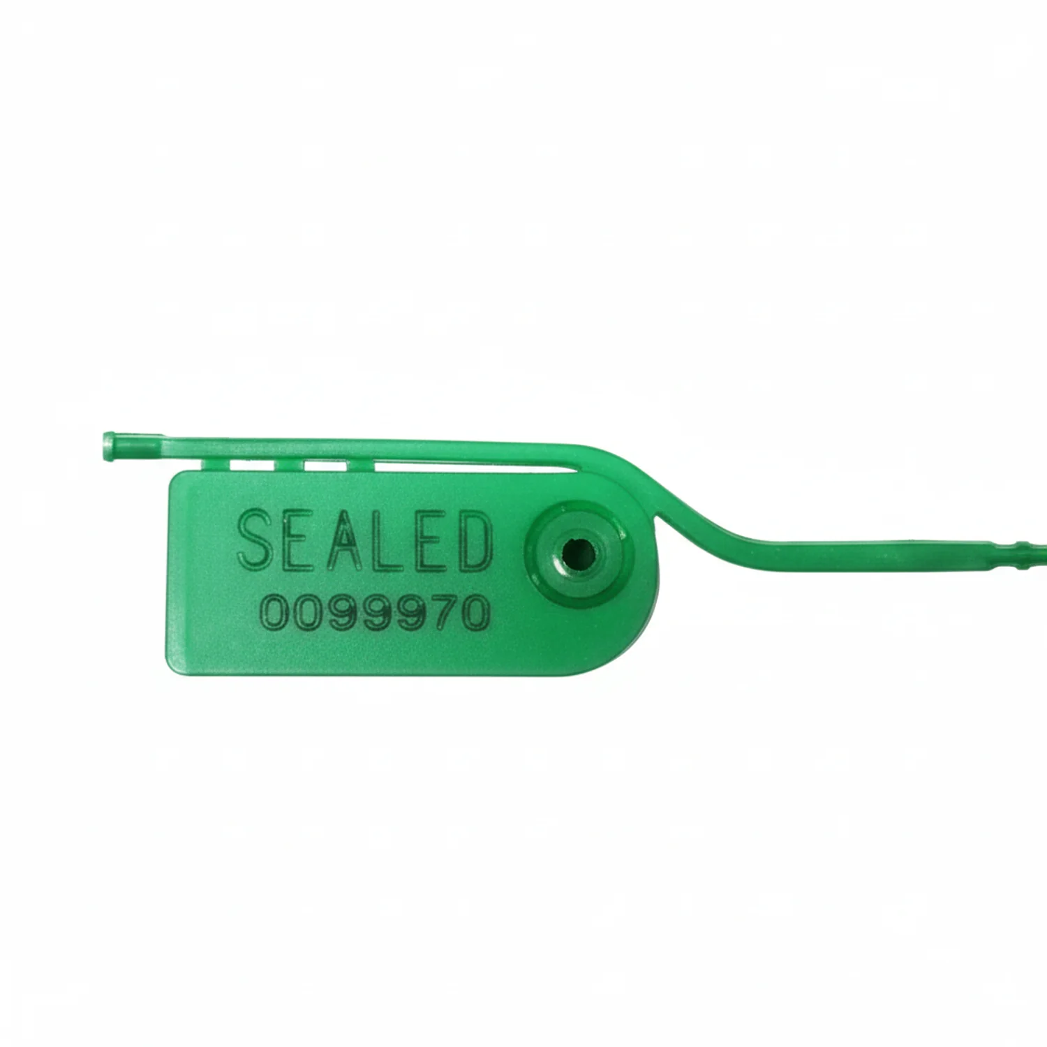 8" 15lb Green All Seal Adjustable Easily Removed Plastic Security Seal 1,000/Bag