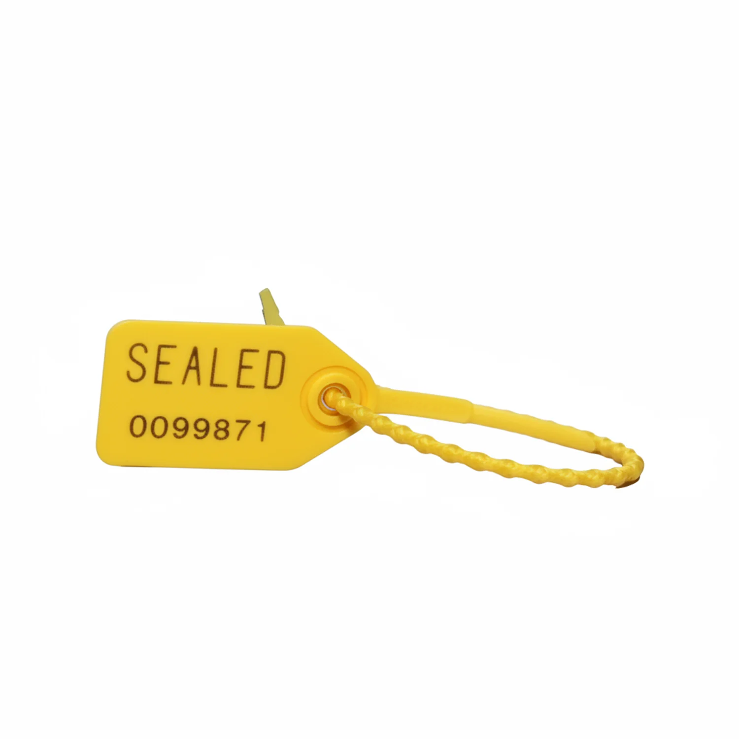 7" 18lb Yellow Equilock Adjustable Tamper Resistant Plastic Security Seal 100/Bag